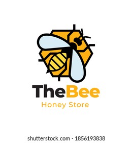 flat bee logo. modern bee honey design. Nature Bee Honey Logo Vector.