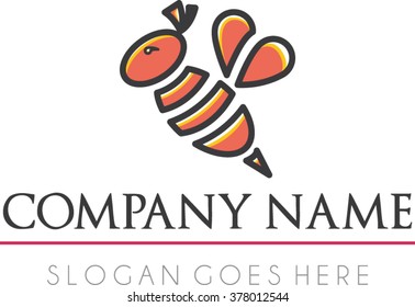 Flat bee logo vector