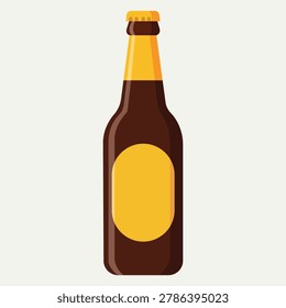 Flat beer bottle illustration for beverage alcohol drink brewery pub and bar related concepts featuring minimal modern packaging design isolated in clean editable vector style