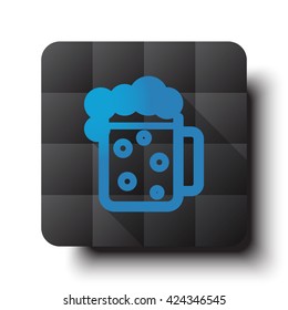 Flat Beer icon on black app button with drop shadow