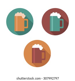 Flat beer icons with long shadows.