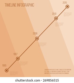 Flat beige diagonal timeline infographic. Vector illustration 