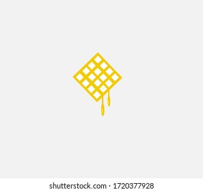 flat belgian waffle icon with drops