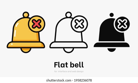 Flat bell with cross vector illustration set. Bell set for ui and smartphone. Set of bell symbols with cross  