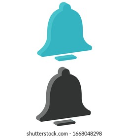 Icono de campana plana de estilo isométrico
