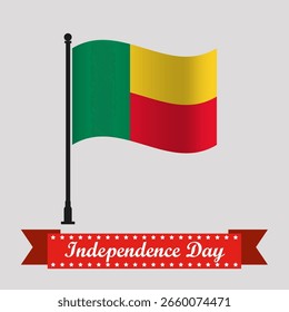 Día de la Independencia de Benín con bandera ondeando