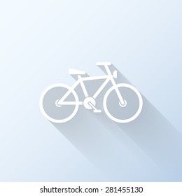 Flat bicycle icon with long shadow. Vector illustration