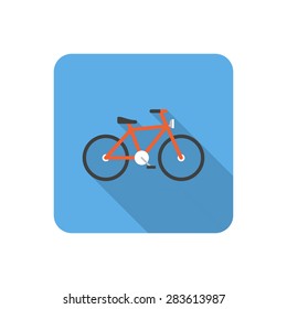 Flat bicycle icon with long shadow. Vector illustration