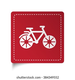 Flat Bicycle icon on red sticker