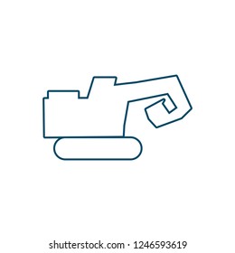 Flat big excavator icon in thin line style.