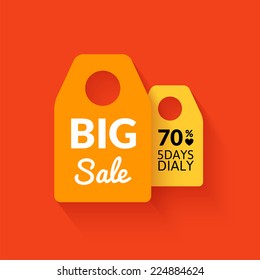 Flat big sale badge, vector poster with percent