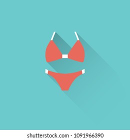 flat bikini color icon on blue background