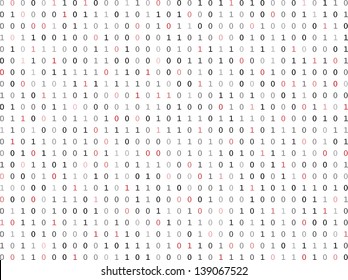 Flat binary code screen listing table with red digit