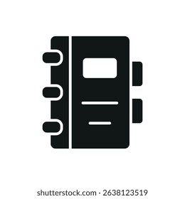 Flat binder icon for stationery, filing, school supplies, office tools, and document organization visuals.