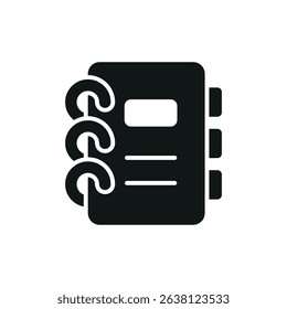 Flat binder icon for stationery, filing, school supplies, office tools, and document organization visuals.