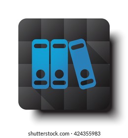 Flat Binders icon on black app button with drop shadow