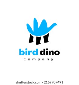 plantilla de logotipo de dino de ave plana