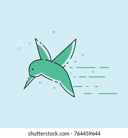flat bird flying design, hummingbird