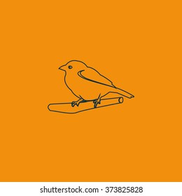 Flat bird icon. Branch illustration.