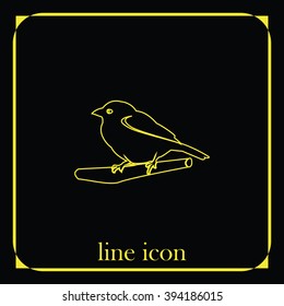 Flat bird icon. Branch illustration.