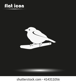 Flat bird icon. Branch illustration.