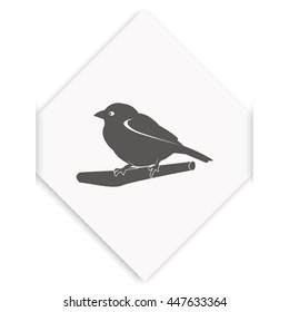 Flat bird icon. Branch illustration.