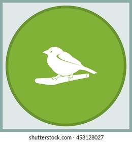 Flat bird icon. Branch illustration.