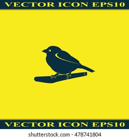 Flat bird icon. Branch illustration.