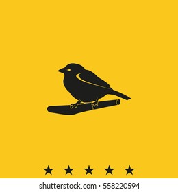 Flat bird icon. Branch illustration.