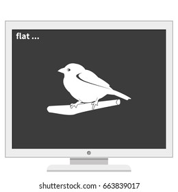 Flat bird icon. Branch illustration.