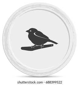 Flat bird icon. Branch illustration.