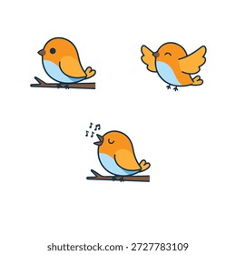 Conjunto de ilustración de pájaro plano para diseño moderno