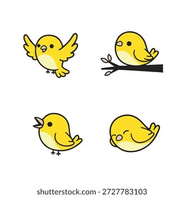 Flat bird illustration set in simple style