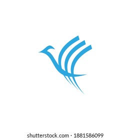 flat bird logo with outline outline