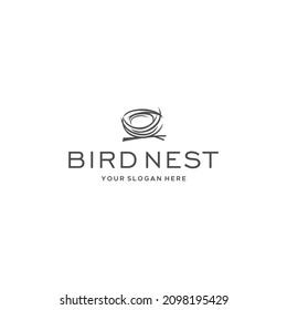 Flat BIRD NEST Line Art silhouette Logo design