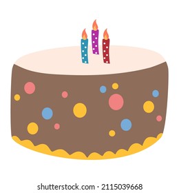 Flat birthday cake hand drawn