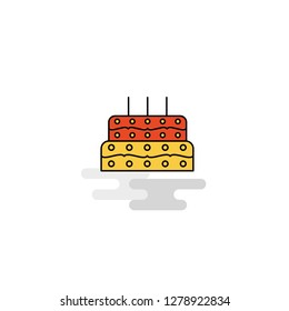Flat Birthday cake Icon. Vector