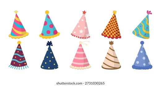 Flat Birthday Hat Illustration Bundle
