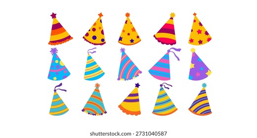 Flat Birthday Hat Illustration Set