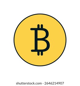 Flat bitcoin coin icon isolated on white background for cryptocurrency, digital currency, and blockchain finance