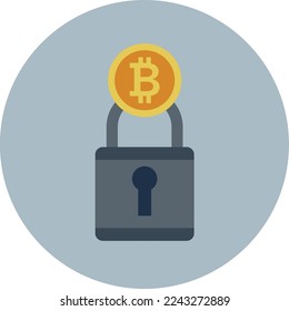 Flaches Bitcoin in Lock Design Illustration, Vektorgrafik