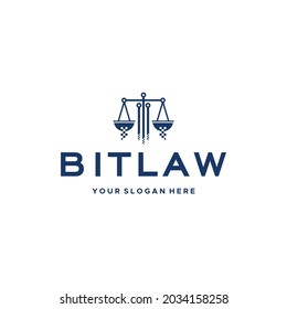 flat BITLAW technlogy icon line weigher logo design