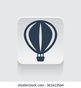 Flat black Air Balloon icon on rounded square web button