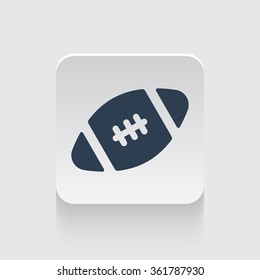 Flat black American Football icon on rounded square web button