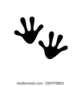 flat black animal footprints with drop shadow, frog feet mark