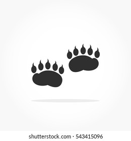 flat black animal footprints with drop shadow, bear feet mark