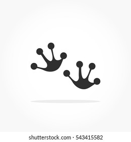 flat black animal footprints with drop shadow, frog feet mark