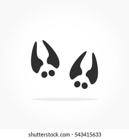 flat black animal footprints with drop shadow, donkey feet mark