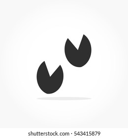 flat black animal footprints with drop shadow, camel feet mark