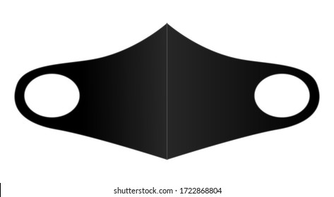 Flat Black Anti-Dust Face Mask Fabric Vector For Template